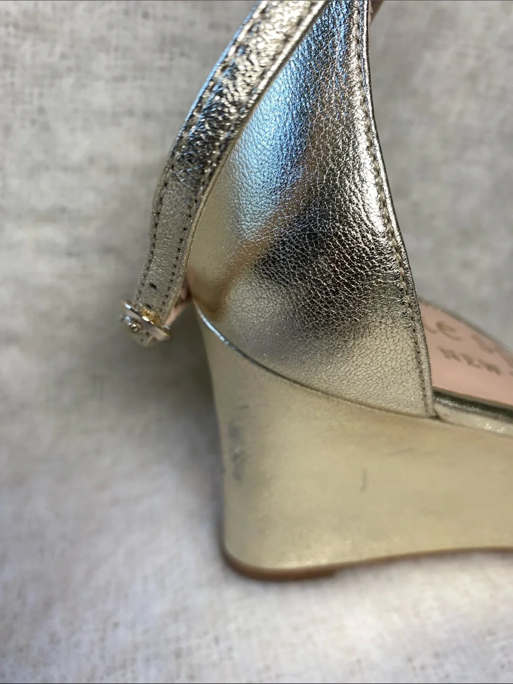 kate spade Metallic Gold Bow Ankle-Strap Heels Size 9.5